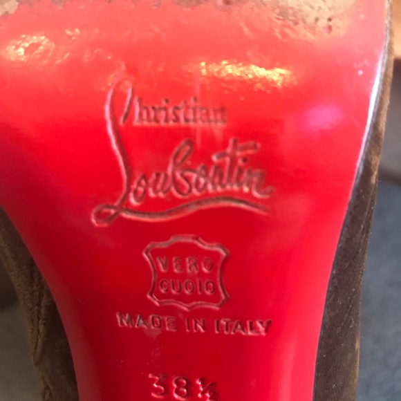 Christian Louboutin Tall Brown Velvet Boots - Picture 3 of 3